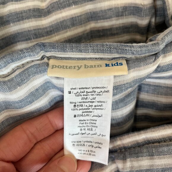 Pottery Barn Kids Montauk Belgian Flax Linen Bumper, Blue - Picture 4 of 4